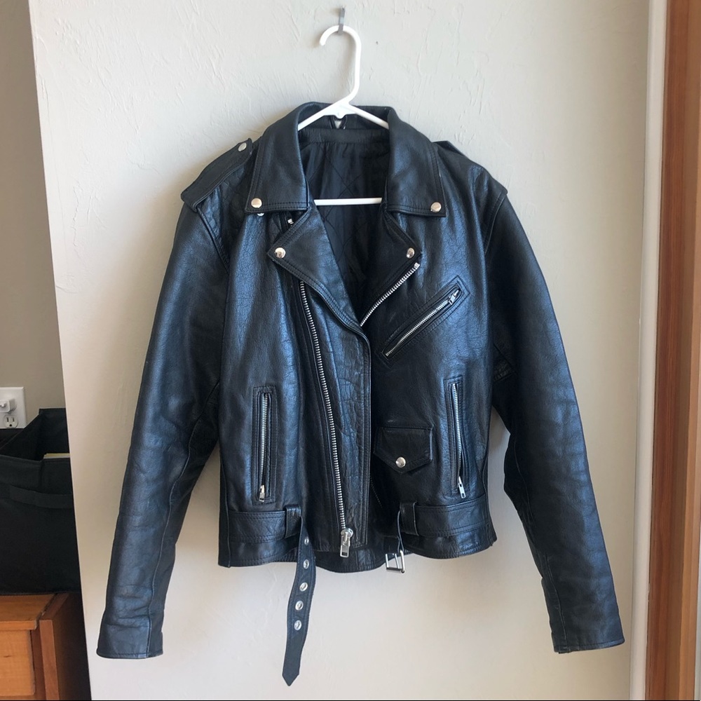 Vintage Genuine Leather Moto Jacket